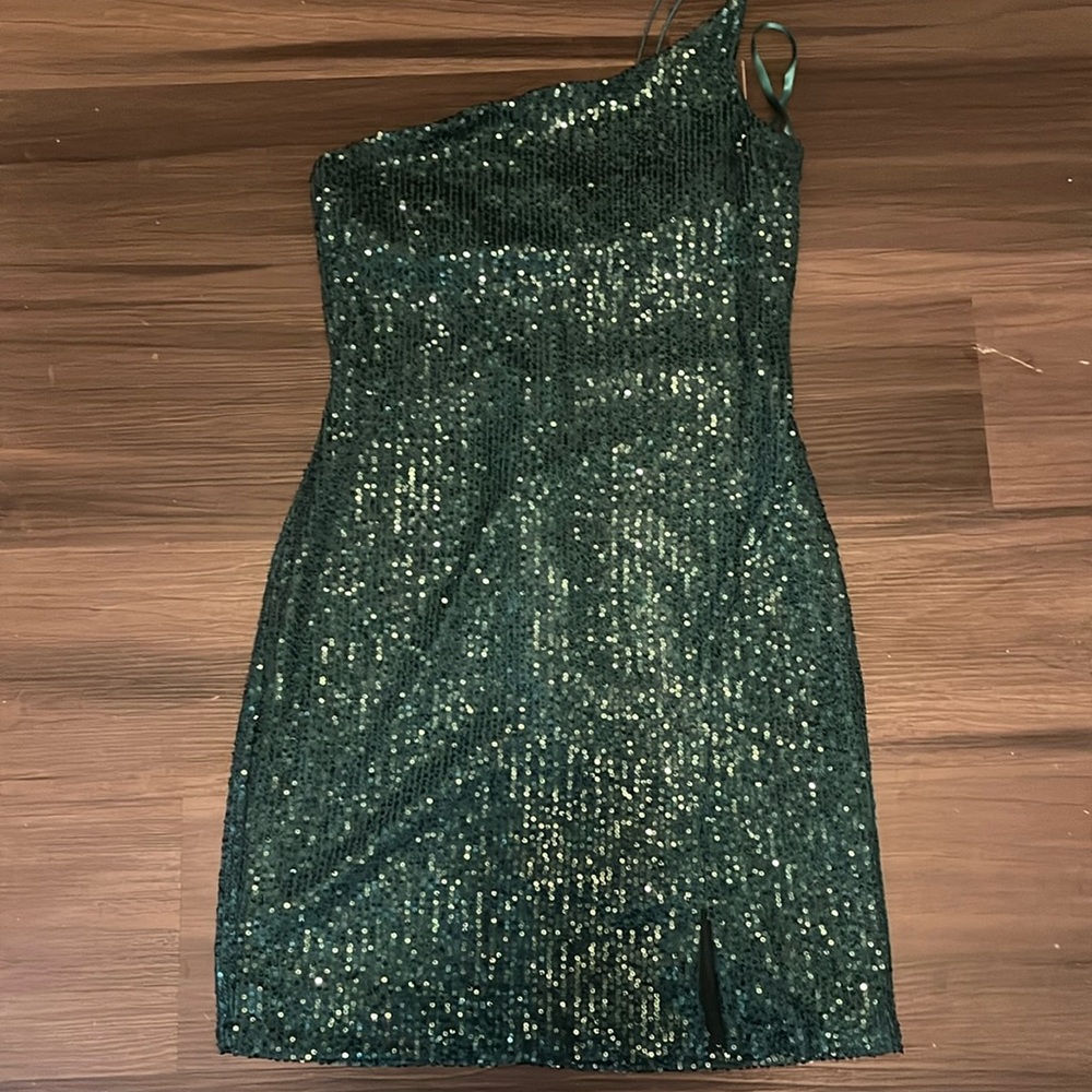 Green formal sequined dress